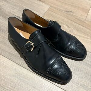 Beltrami Leather Men's Monk‎ Strap Buckle Dress Shoes Black size 8.5